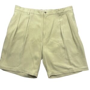 Tommy Bahama‎ 40 Shorts Pleated Bermuda 100% Silk Light Green